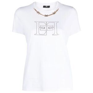 Elisabetta Franchi Women Chain-Detail And Logo Print Cotton T-Shirt